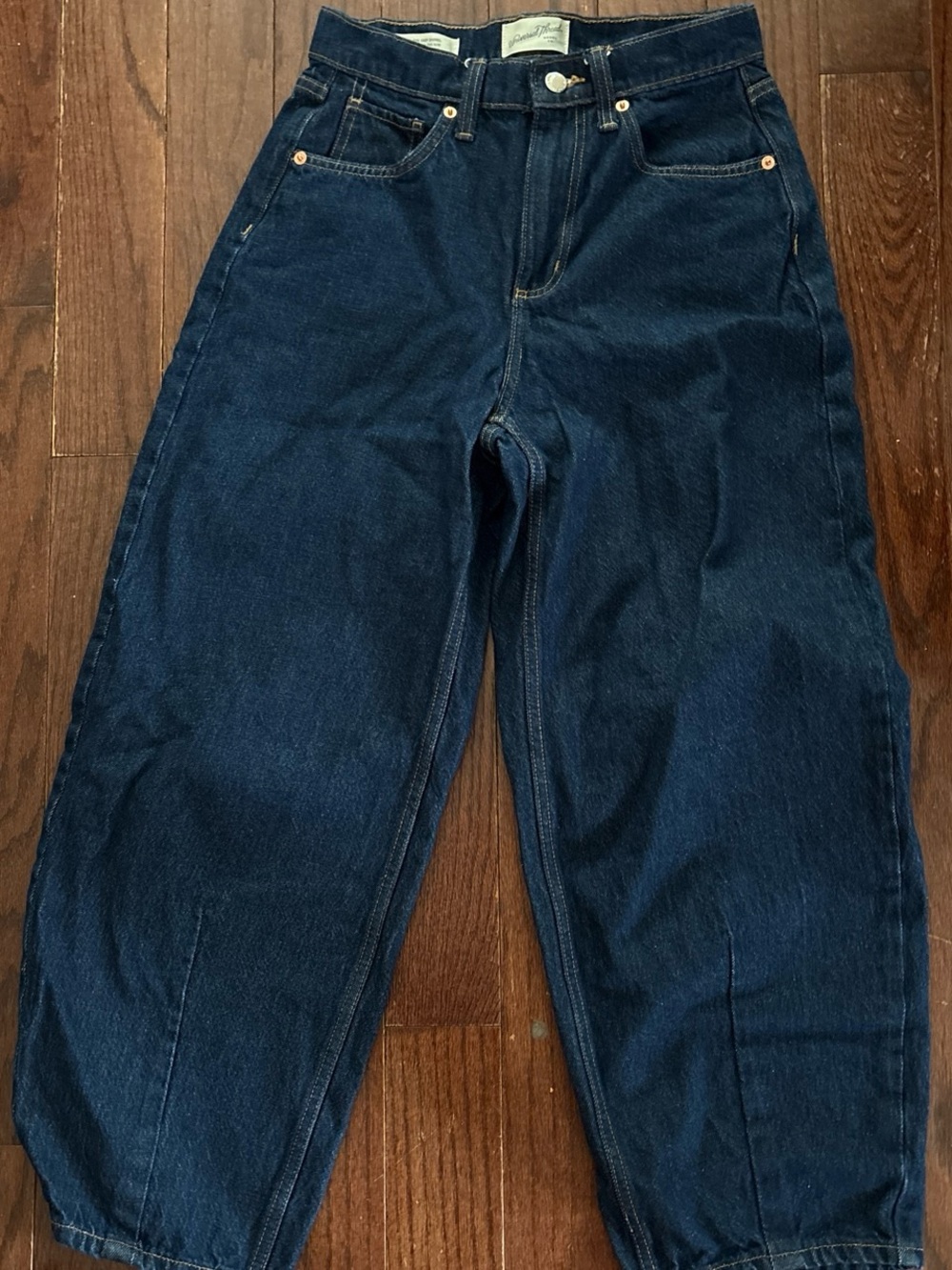 Womens Dark Blue barrel Denim Jeans